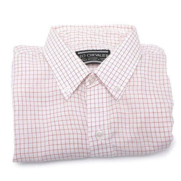 Vintage Leo Chevalier Button Down Short Sleeve Shirt Check Red White Preppy Golf - Picture 4 of 9